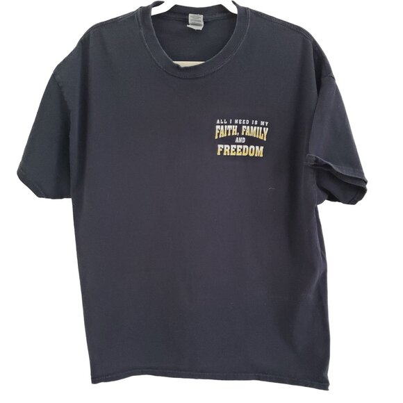 All I Need is My Faith, Family, and Freedom T-Shirt Black 100% Cotton Size XL - Picture 3 of 5